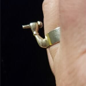 Handmade Argentium Silver Hand Holding the Mic Ring, size 7.5